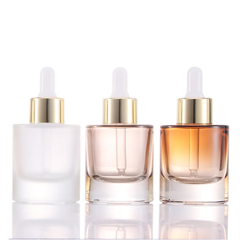 Luxury Skincare Packaging - ガラスオイルボトル、小型高級空ボトル、30mlエッセンスディスペンサー、化粧品ベーススポイト詰め替えボトル