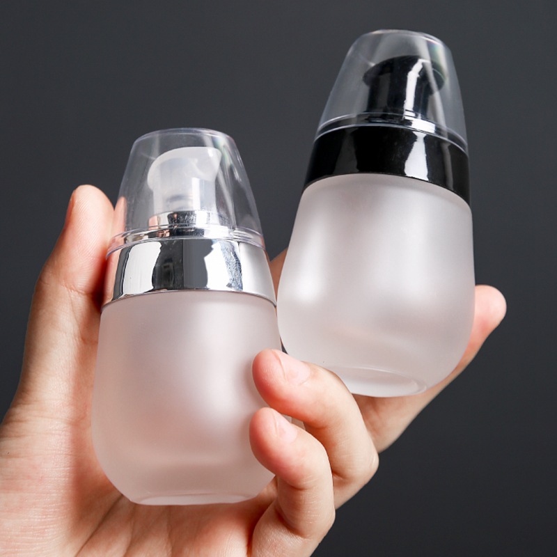 Luxury Skincare Packaging - 空のガラスポンプストッパー,プラスチック製フロストボトルボトル,二重層,厚手,化粧品容器,30ml
